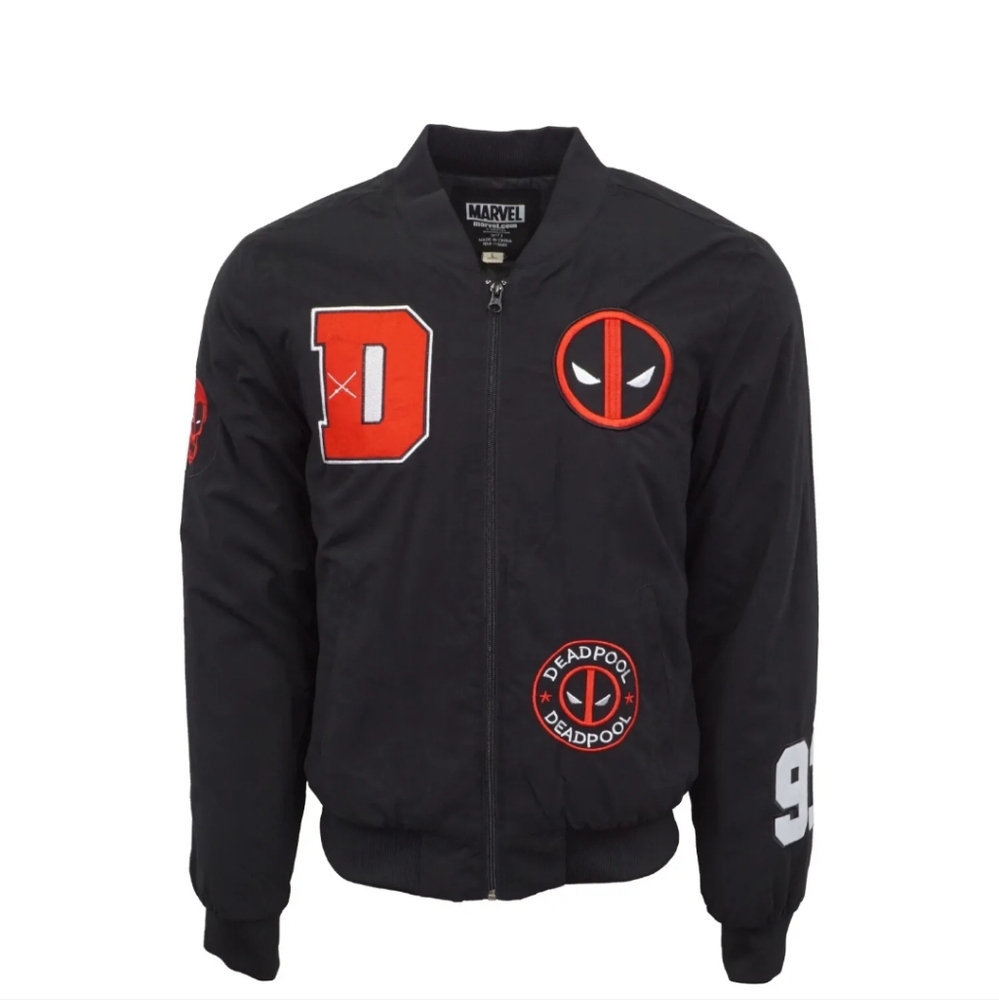 Marvel Deadpool Mens Bomber Puff Jacket Size Med